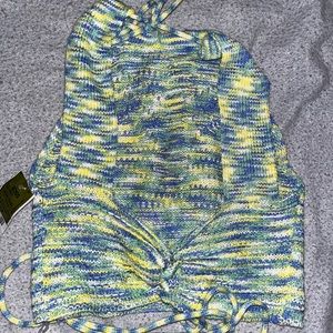 Halter Knitted Top Green Color/Combo